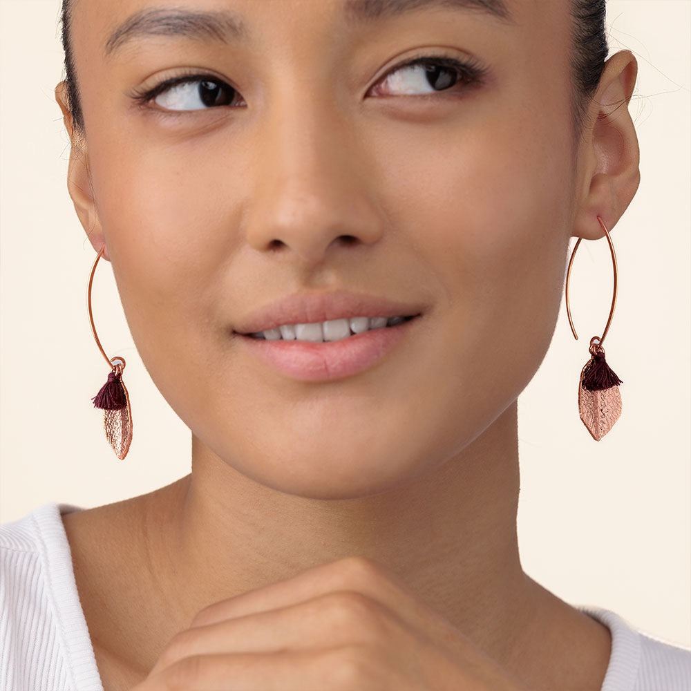 Vestopazzo Leaf Drop Rose Gold  Earrings