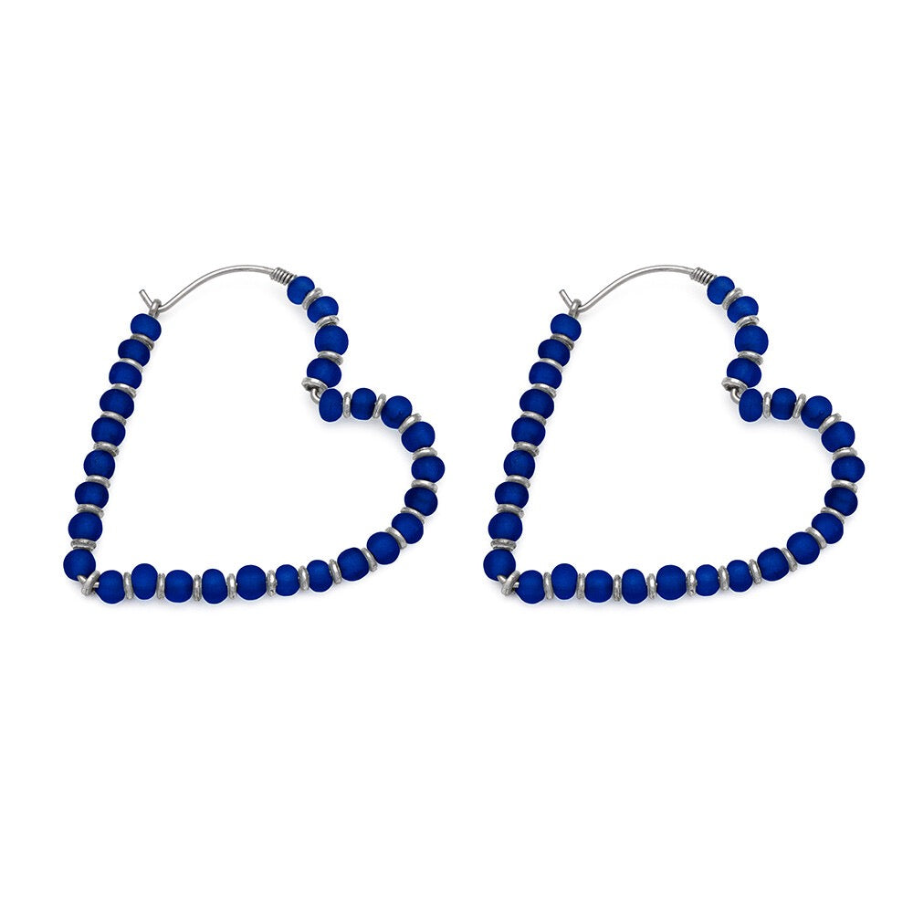 Vestopazzo Glass Heart Beaded Earrings