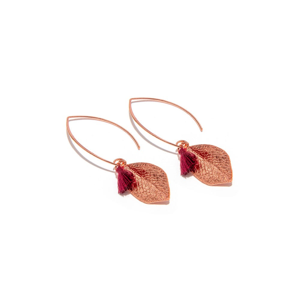 Vestopazzo Leaf Drop Rose Gold  Earrings