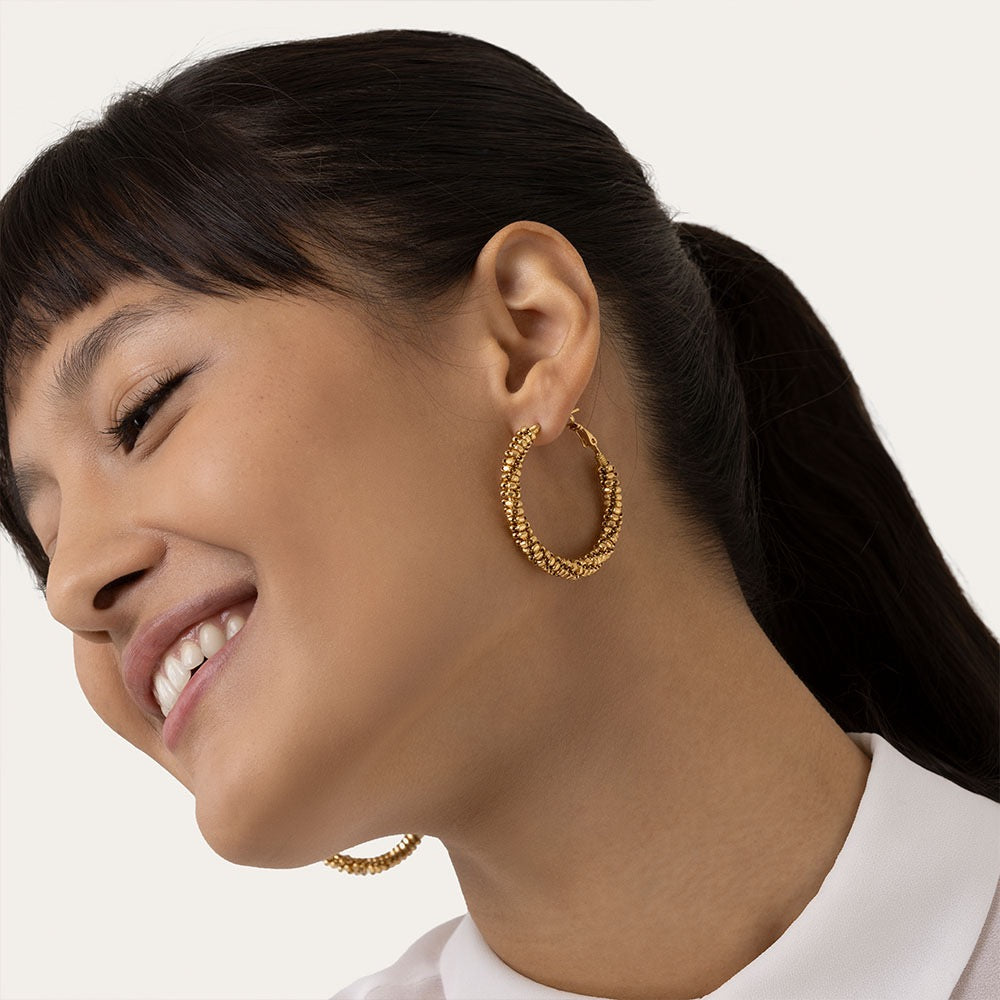 Vestopazzo Large Hoop Nugget Earrings