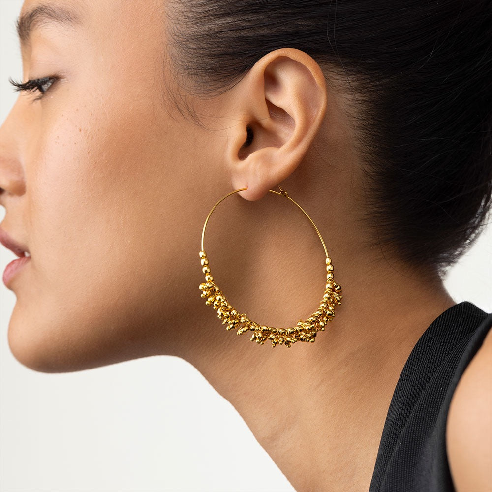 Vestopazzo Fine Large Mogra Hoop Earrings