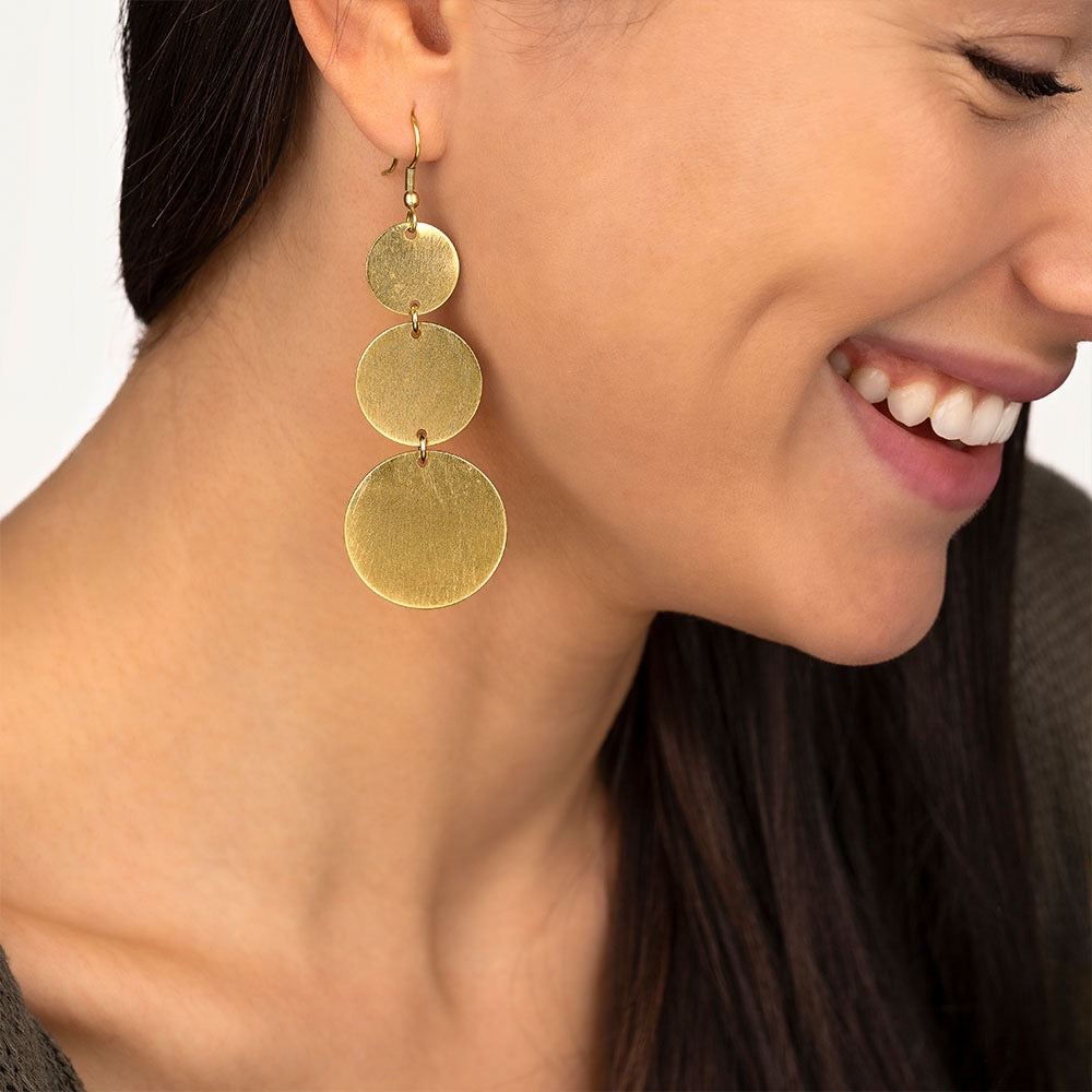 Vestopazzo Three Circle Brass Earrings