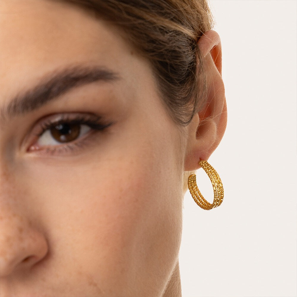 Vestopazzo Textured Half Hoop Earrings