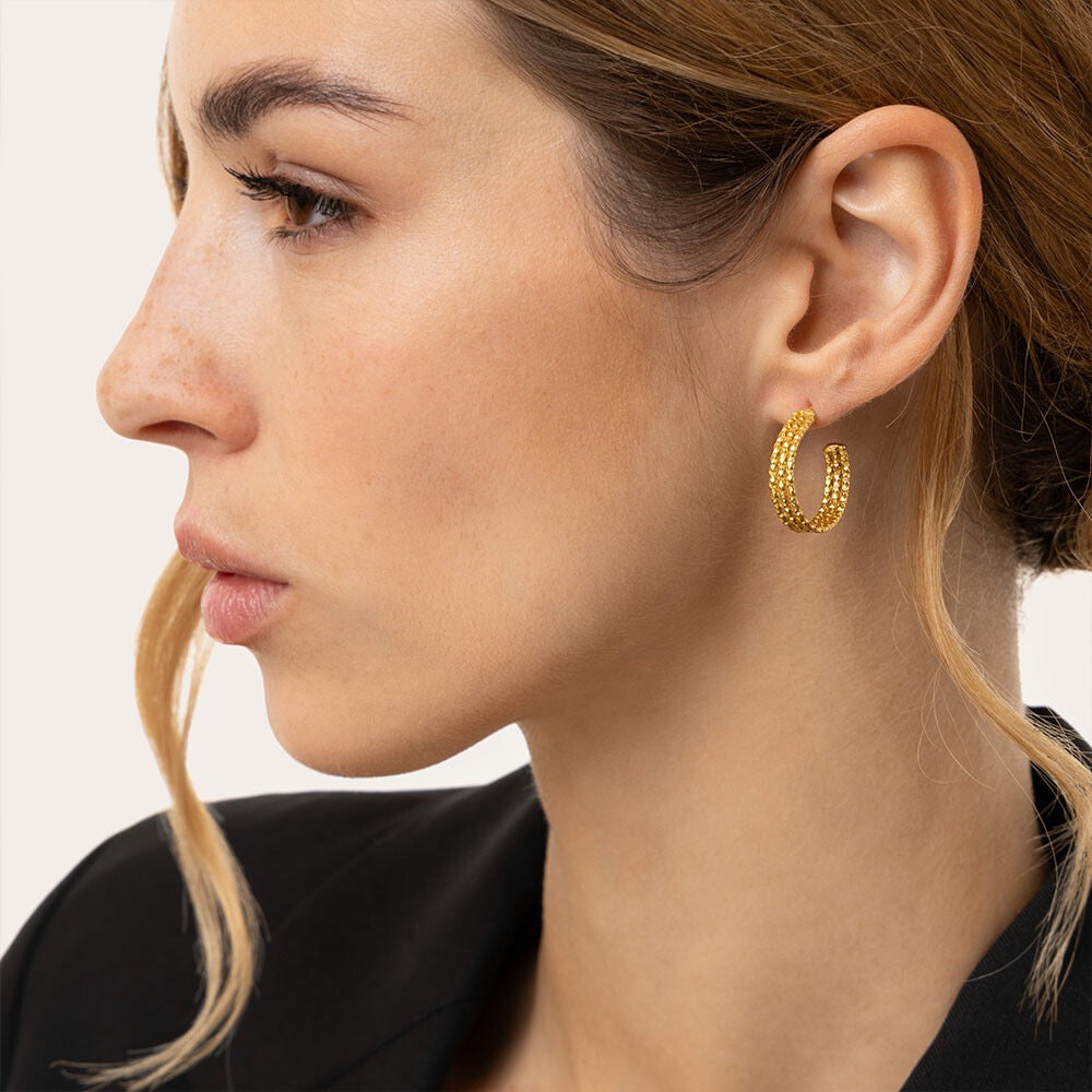 Vestopazzo Textured Half Hoop Earrings
