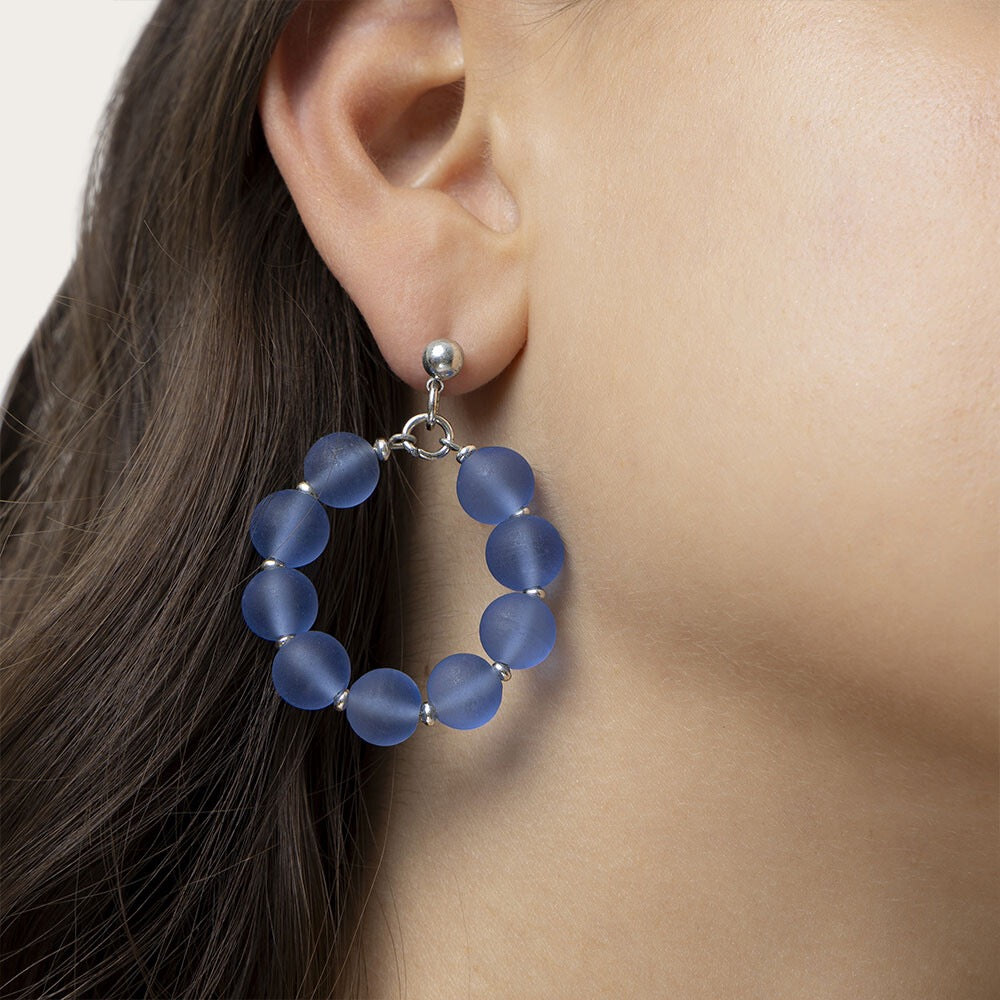 Vestopazzo Glass Sphere Hoop  Earrings