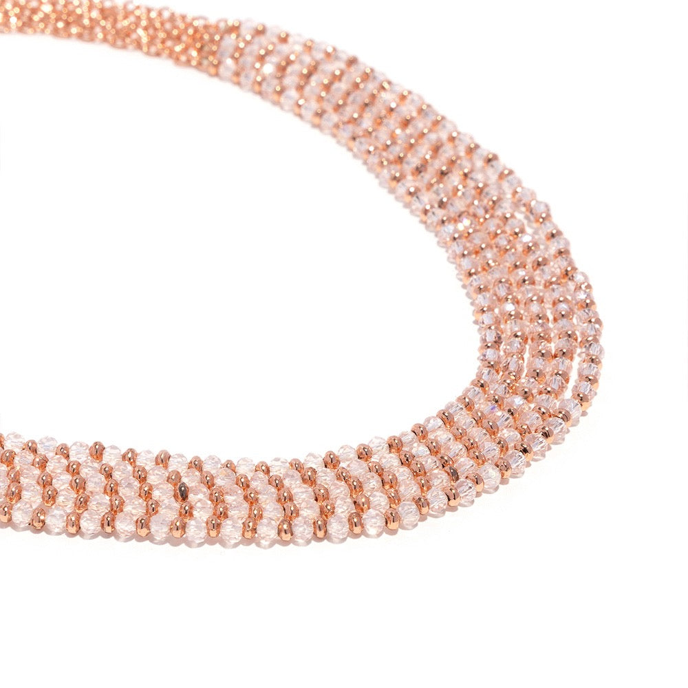 Vestopazzo Five-Strand Crystal Rose Gold  Necklace
