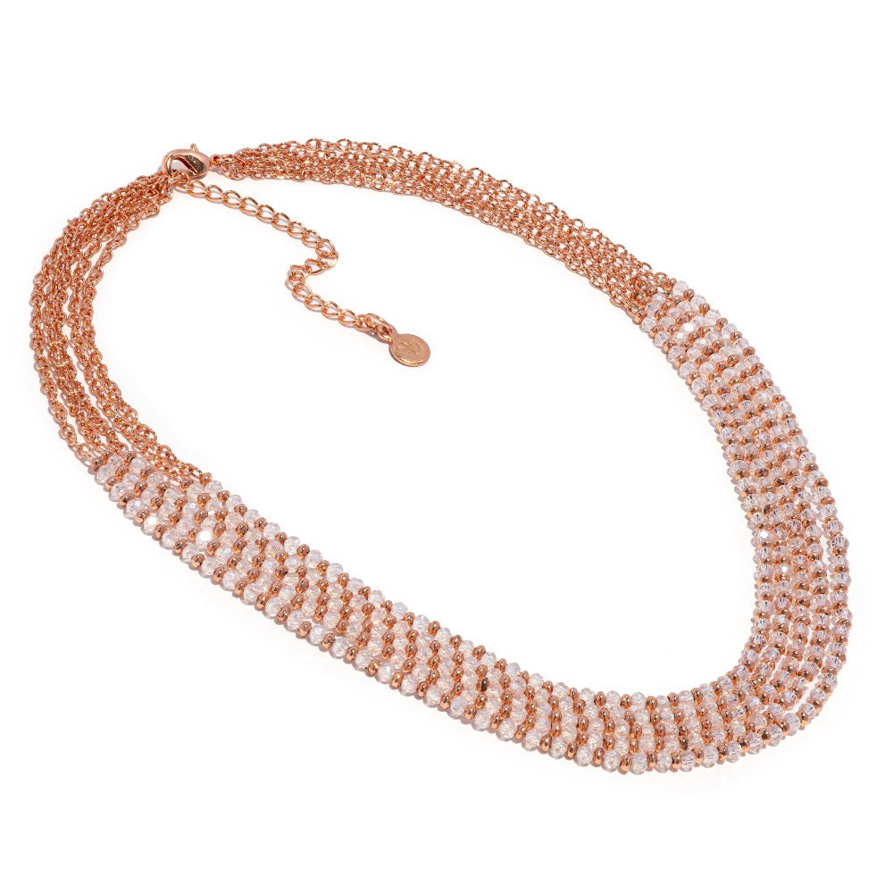 Vestopazzo Five-Strand Crystal Rose Gold  Necklace