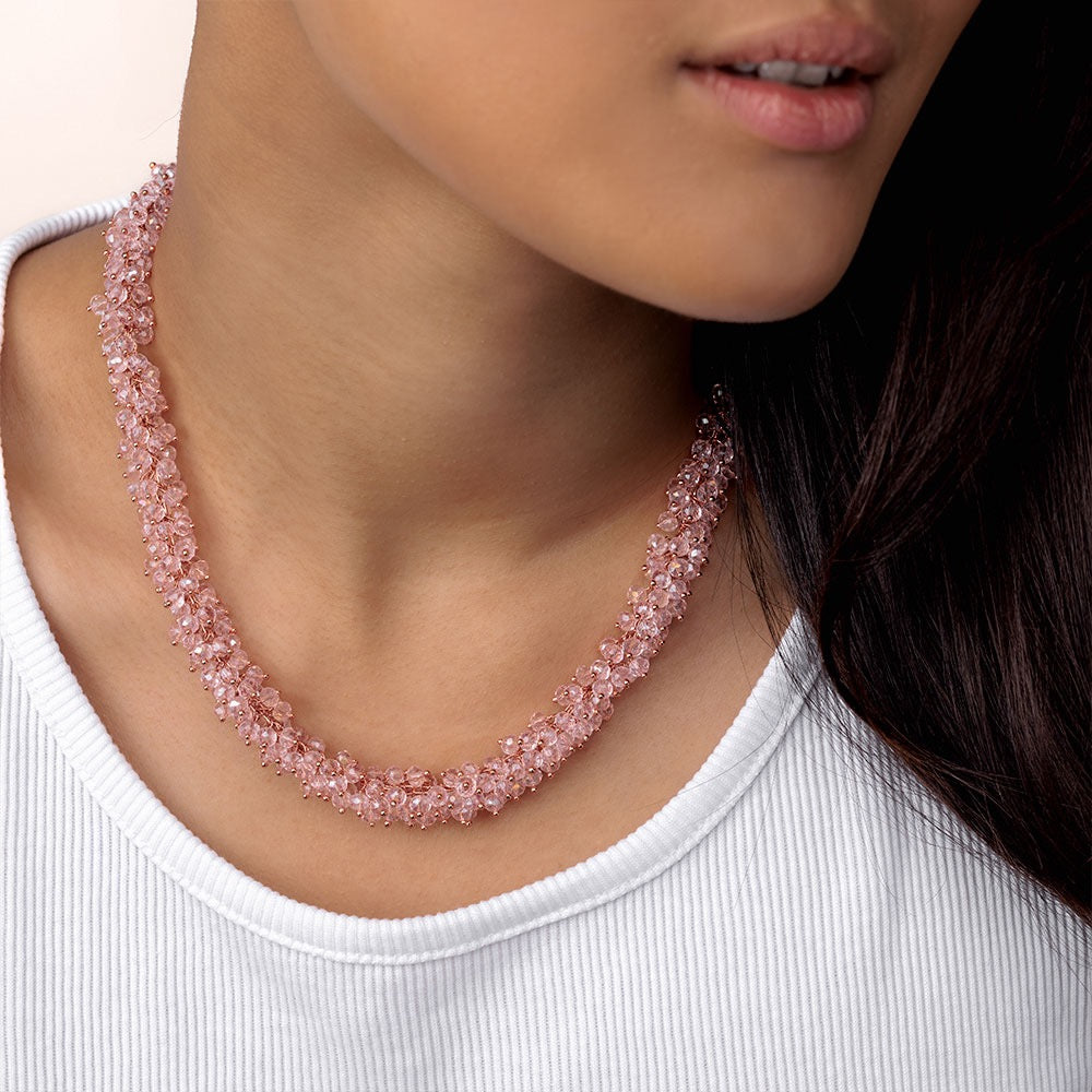 Vestopazzo Crystal Rose Gold Mogra Necklace