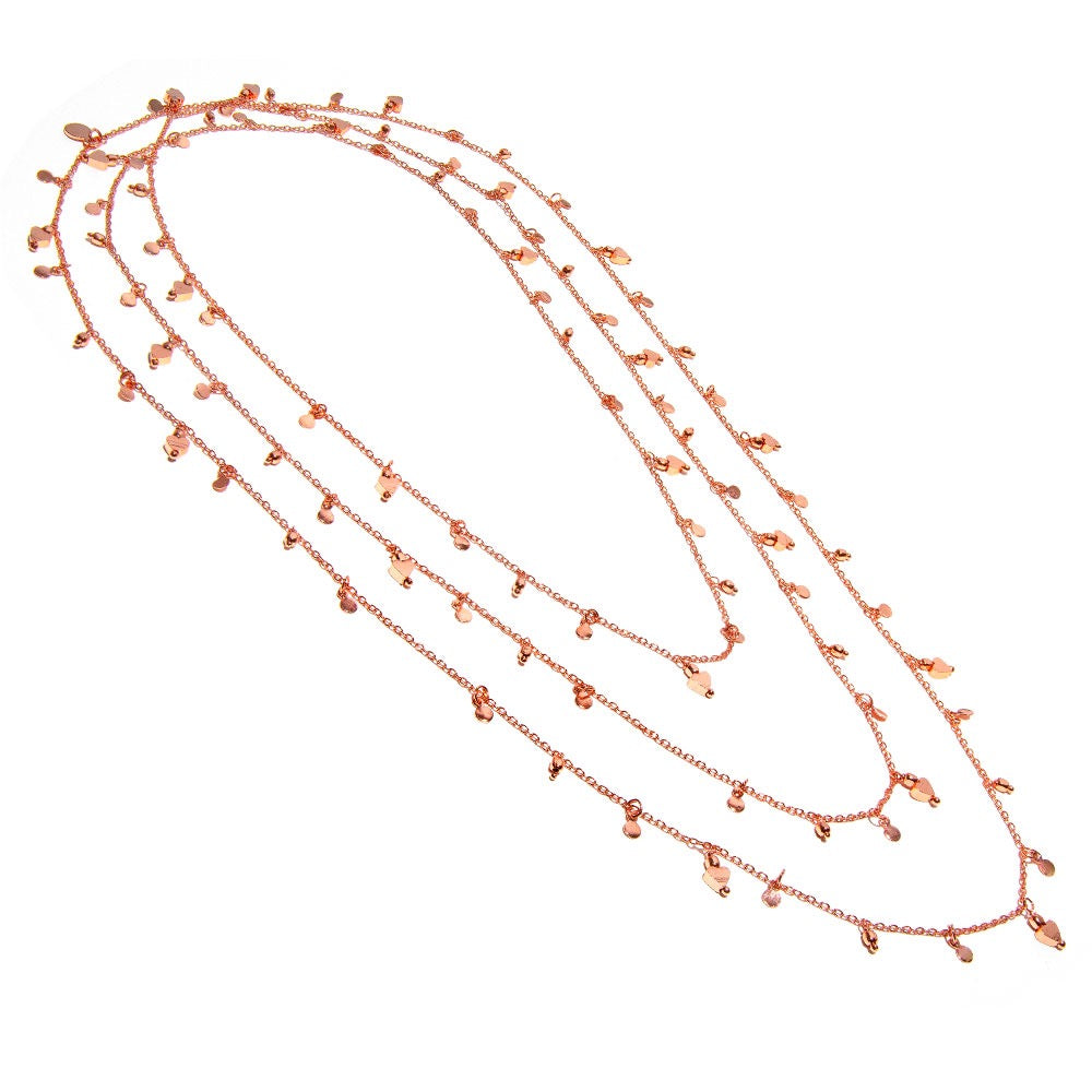 Vestopazzo Long Rose Gold Tiny Hearts Necklace