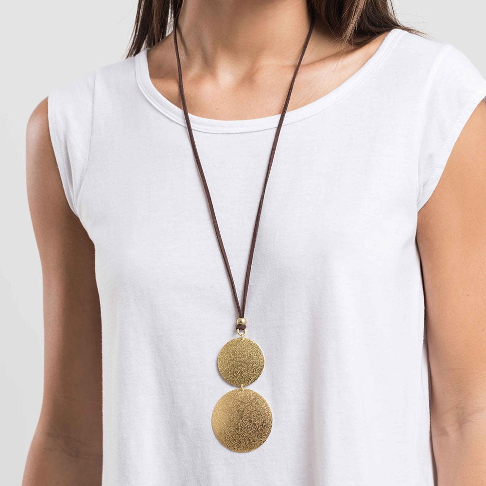 Vestopazzo Double Disc Pendant Necklace