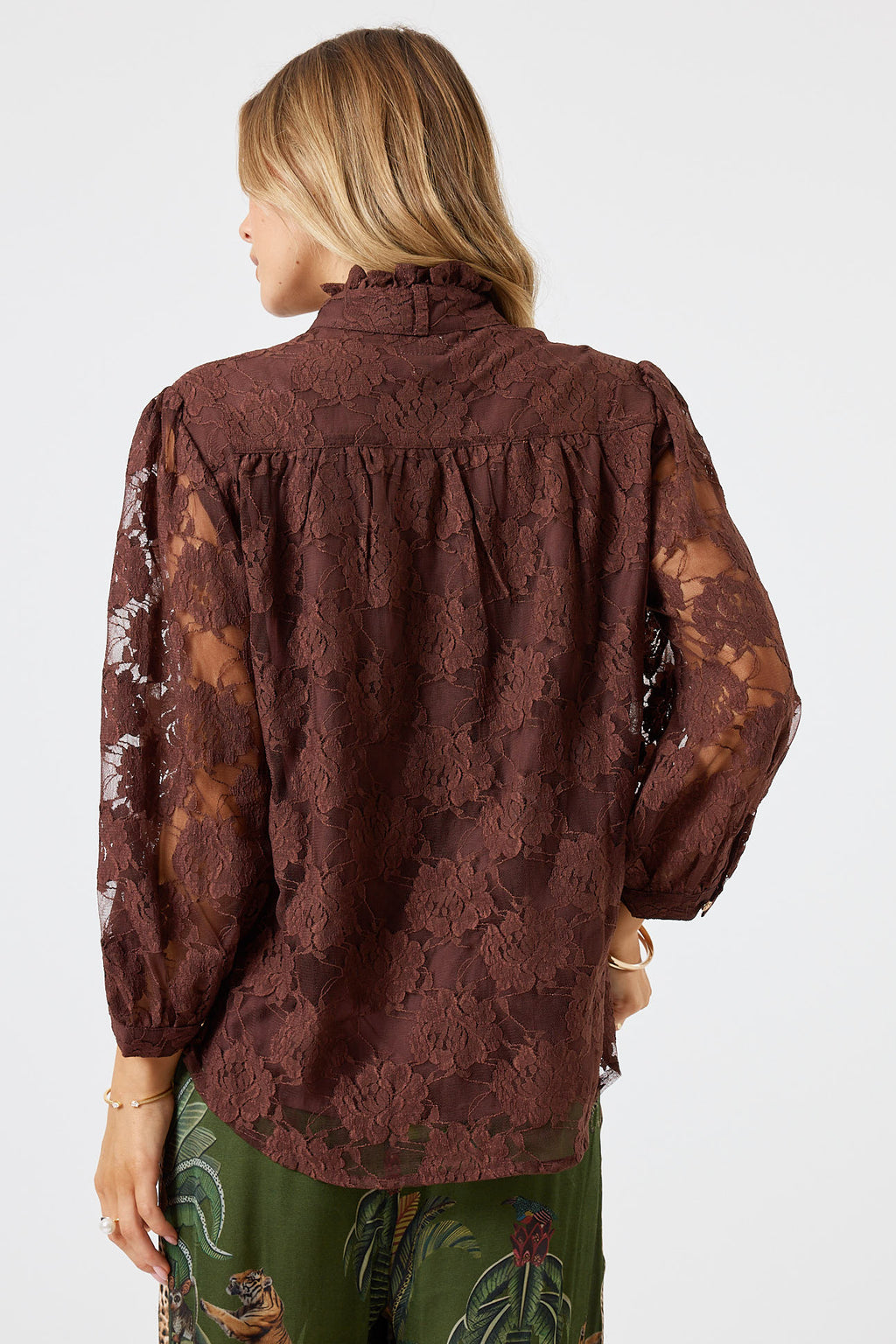 Lula Soul Chandelier Lace Shirt Espresso