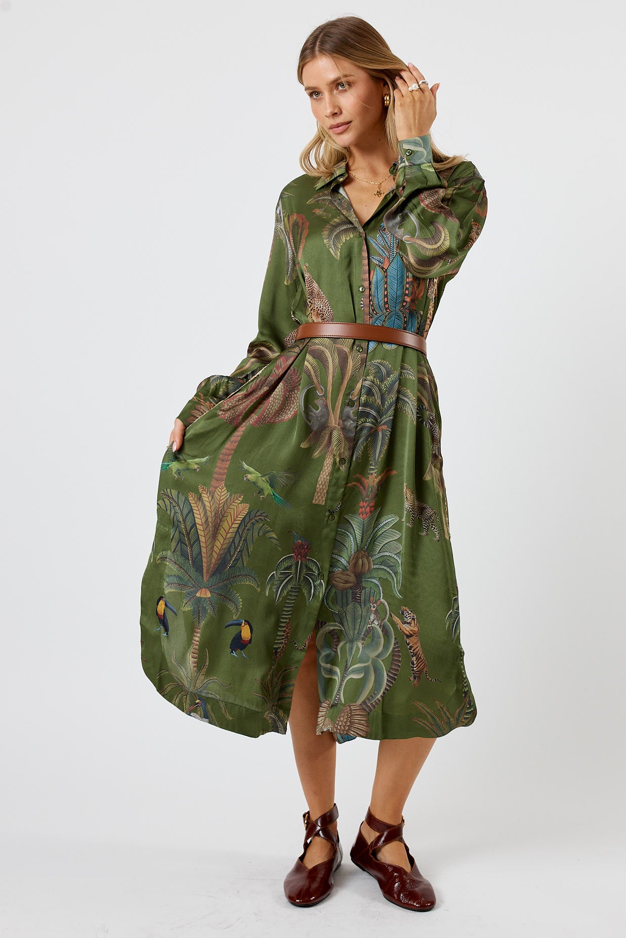 Lula Soul Cheetah Shirtmaker Olive