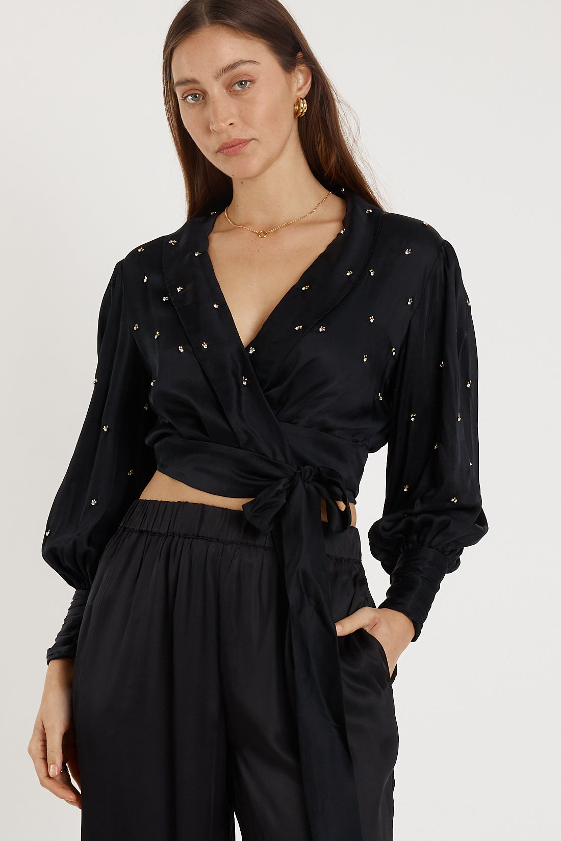 RYY Bienvenue Wrap Top Black