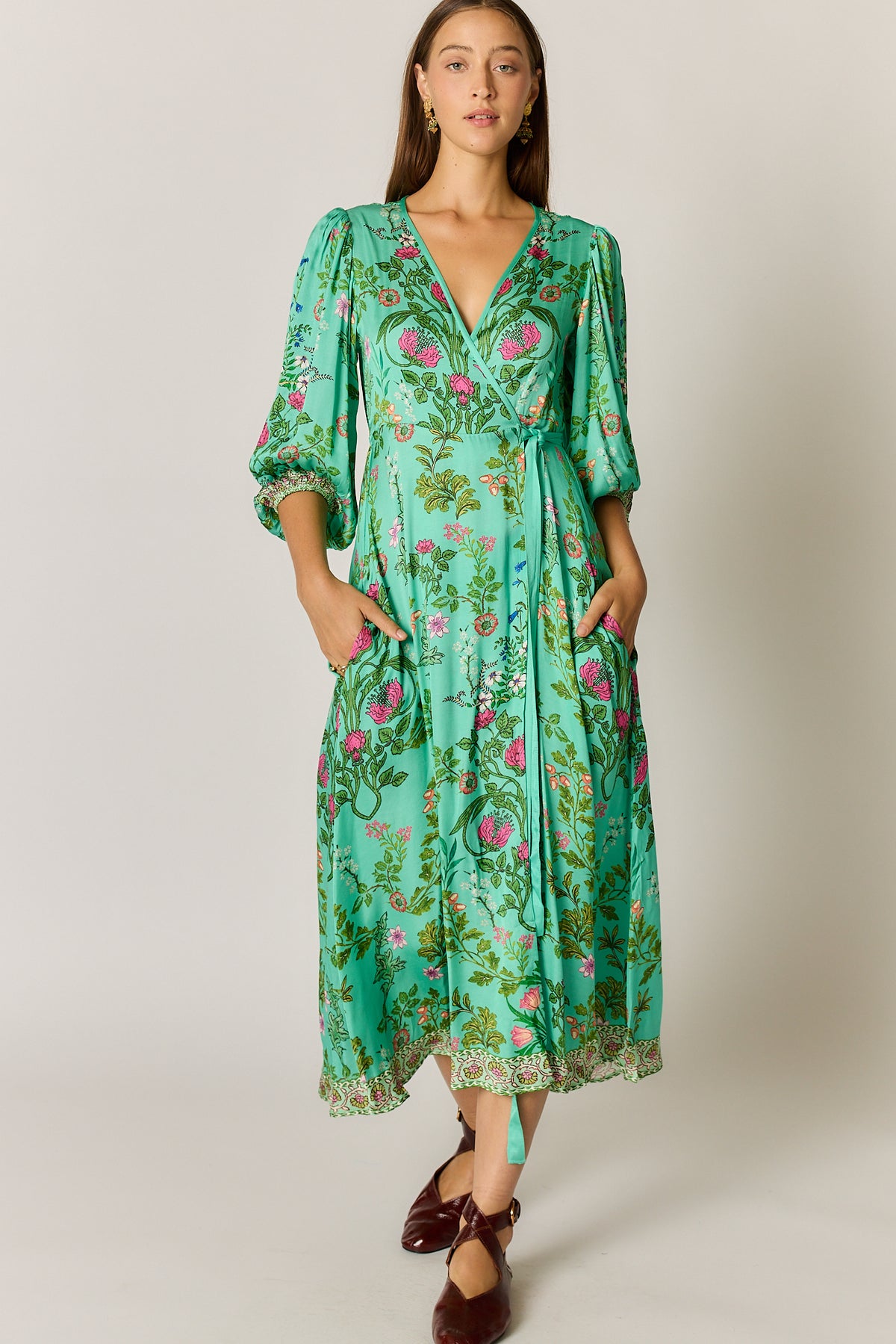 RYY Tatiana Wrap Dress Green pre order