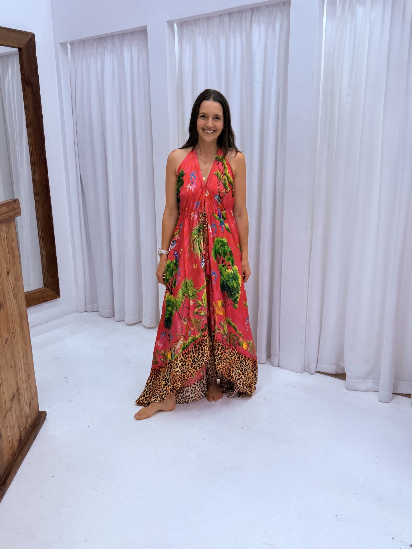 RYY Mataram Halter Maxi Dress Coral