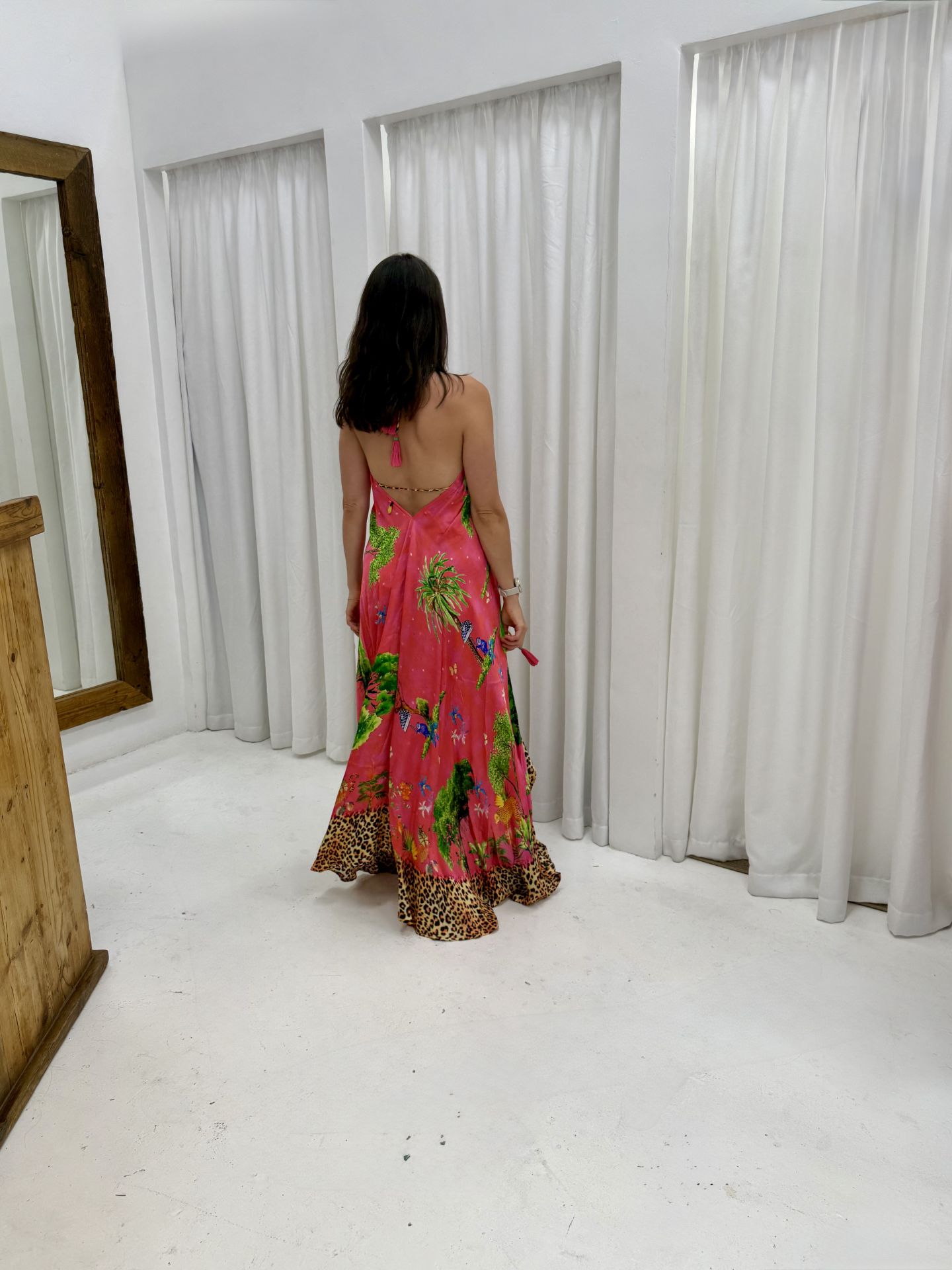 RYY Mataram Halter Maxi Dress Coral - Image 2